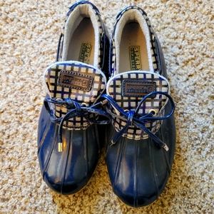 Waterproof Sperrys, dark blue, size 8